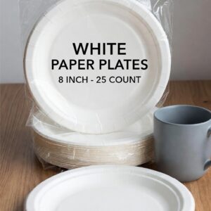 White 8 Inch Paper Plate (25 pcs)