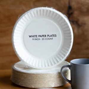 White 9 Inch Paper Plate (25 pcs)