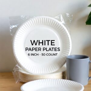 White 6 Inch Paper Plate (50 pcs)