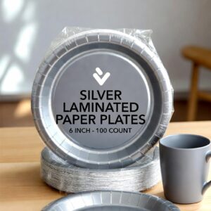 Silver Laminated 6 Inch Paper Plate (100 pcs)