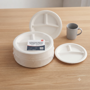 compartment 9 inch paper plate (100 pcs)