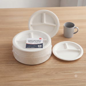 compartment 9 inch paper plate (50 pcs)