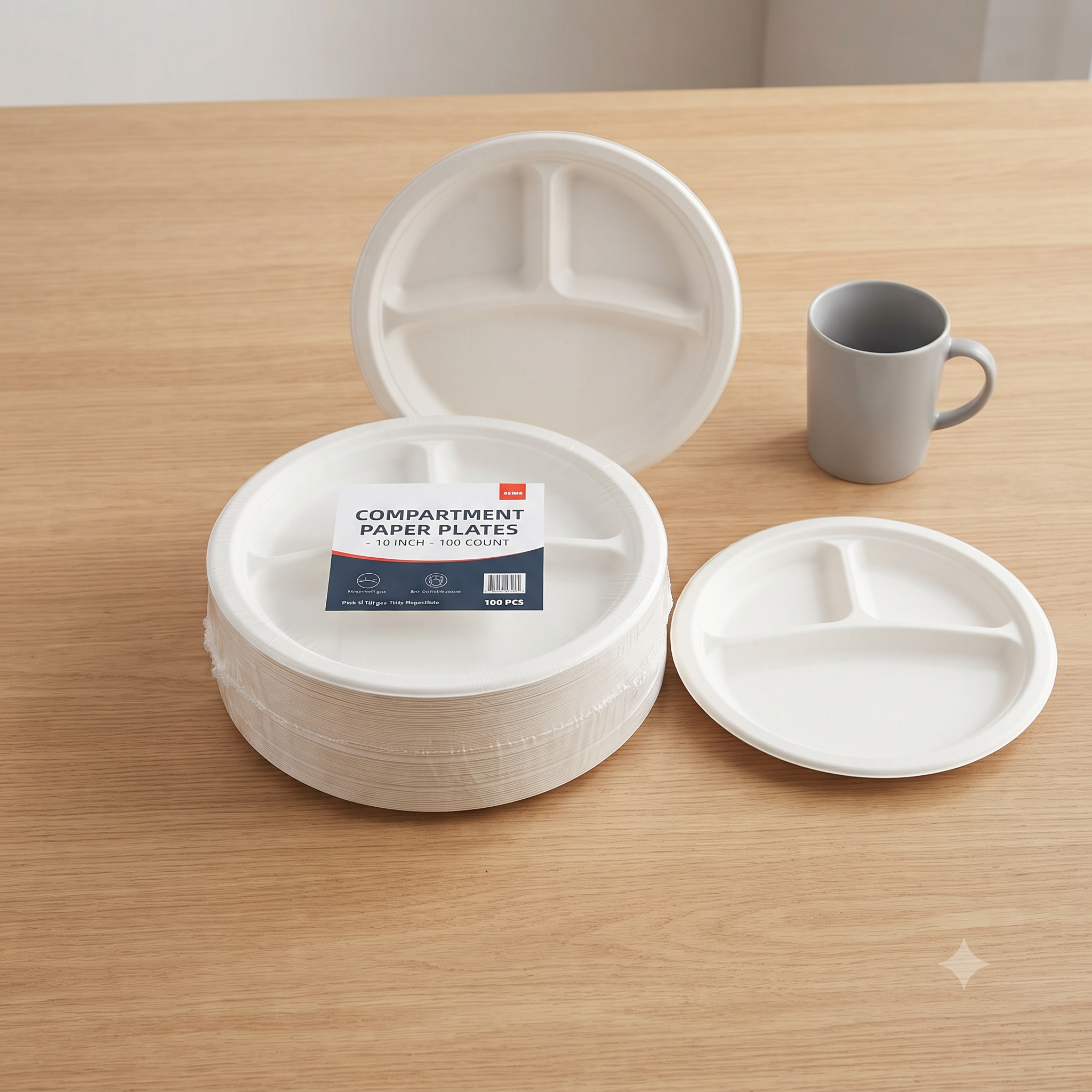 Compartment 10 Inch Paper Plate (100 pcs)