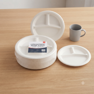 Compartment 8 Inch Paper Plate (50 pcs)