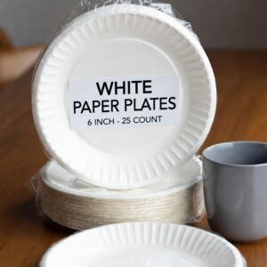 White 6 Inch Paper Plate (25 pcs)