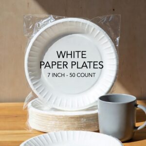 White 7 Inch Paper Plate (50 pcs)