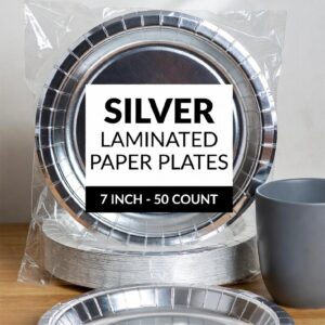 Silver Laminated 7 Inch Paper Plate (50 pcs)