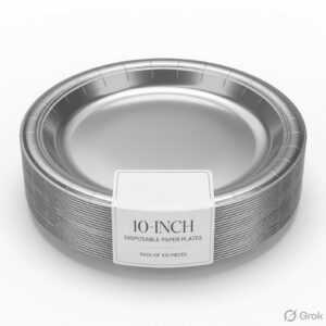 Silver Laminated 10 Inch Paper Plate (100 pcs)
