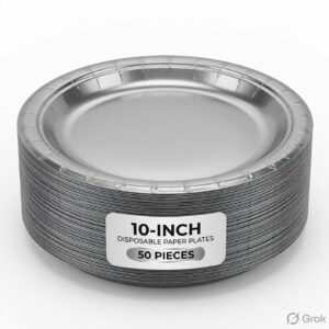 Silver Laminated 10 Inch Paper Plate (50 pcs)