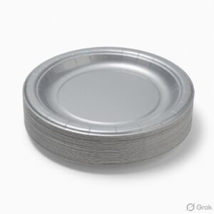Silver Laminated 9 Inch Paper Plate (50 pcs)