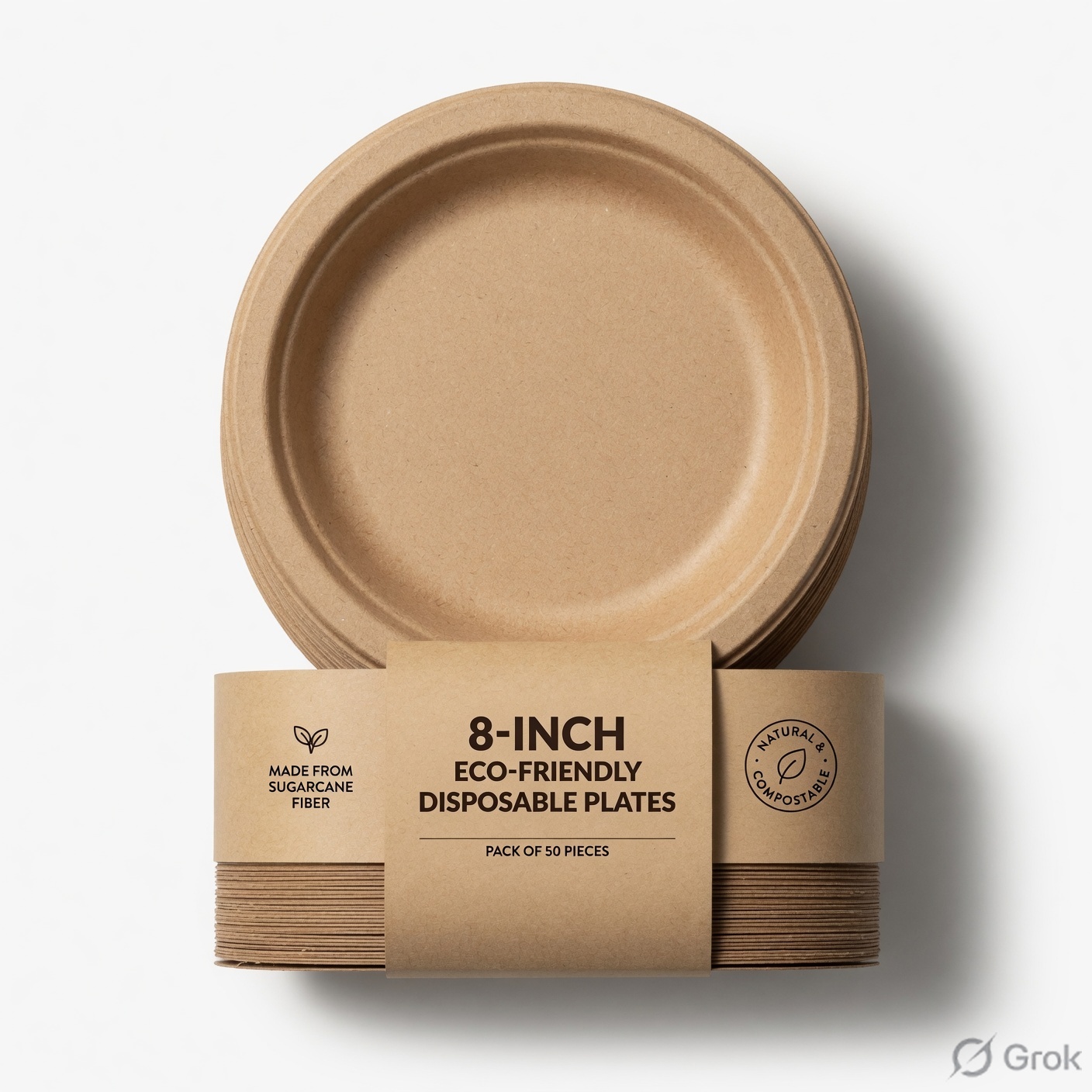 Bagasse 8 Inch Paper Plate (50 pcs)