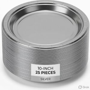 Silver Laminated 10 Inch Paper Plate (25 pcs)