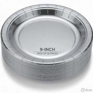 Silver Laminated 9 Inch Paper Plate (25 pcs)