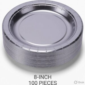 Silver Laminated 8 Inch Paper Plate (100 pcs)